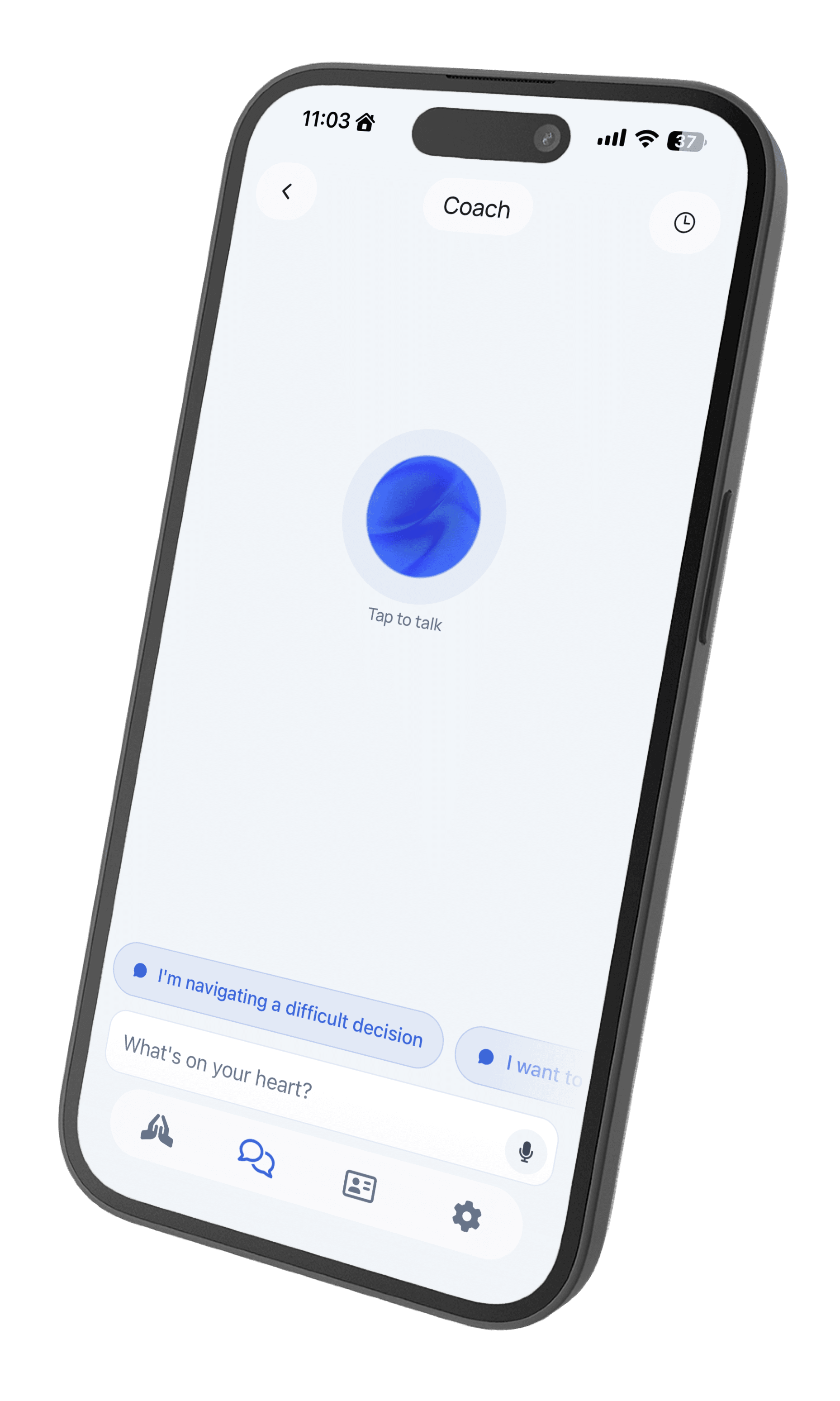The Ediphai app showing the AI coach screen